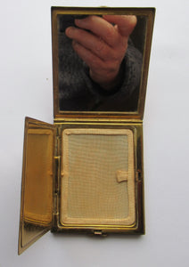 1950s Oblong Gold Tone and Diamante Powder Compact
