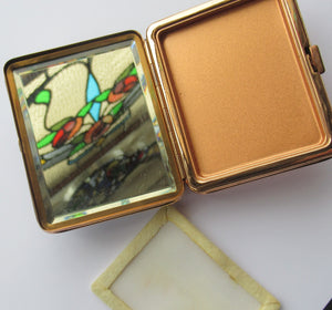 French 1950s Powder Compact Jewel Encrusted Top
