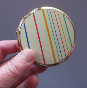 1960s Enamel Kigu Powder Compact with Rainbow Stripes
