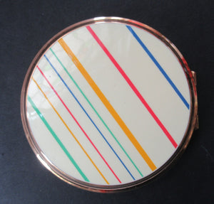 1960s Enamel Kigu Powder Compact with Rainbow Stripes