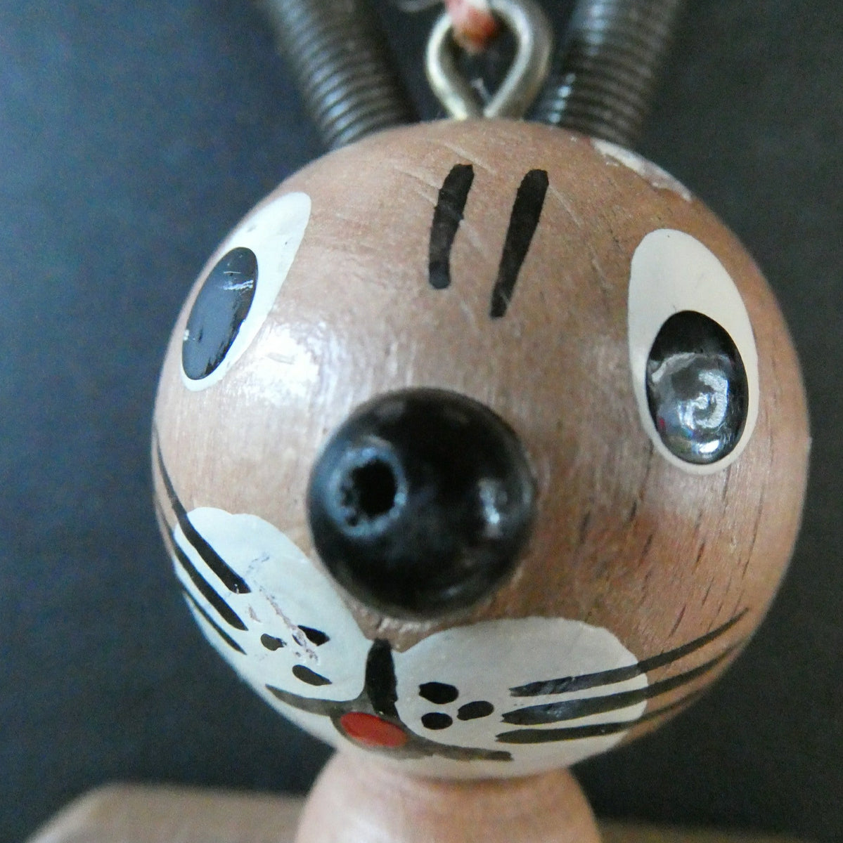 Cute Little Vintage 1960s AUSTRIAN Carved Wooden Jumping Jack Rabbit