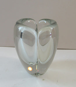 Vintage Scandinavian Glass Usva Vase. Made in Finland. Designed by Kaj Franck for Nuutajarvi Notsjo. Signed & Dated 1959