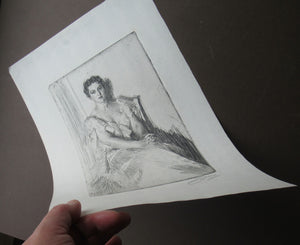 Anders Zorn Original Pencil Signed Etching. Mrs Cleveland II - the Presdient's Wife