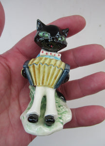 1960s Goebel Black Cat Figurine Playing Accordion Alert Staehle