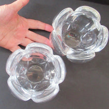 Load image into Gallery viewer, 1990s PAIR of Heavy Clear Glass Royal Copenhagen Lotus Candle Holders. Large Size