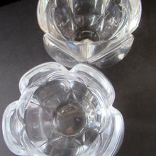 Load image into Gallery viewer, 1990s PAIR of Heavy Clear Glass Royal Copenhagen Lotus Candle Holders. Large Size