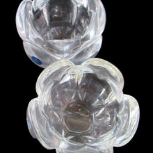 Load image into Gallery viewer, 1990s PAIR of Heavy Clear Glass Royal Copenhagen Lotus Candle Holders. Large Size