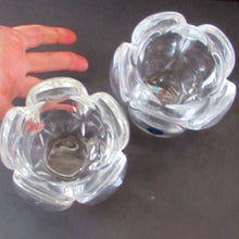 Load image into Gallery viewer, 1990s PAIR of Heavy Clear Glass Royal Copenhagen Lotus Candle Holders. Large Size