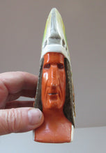 Load image into Gallery viewer,  Porcelain SMOKING Head Ashtray and Match Holder by Schafer &amp; Vater.  NATIVE AMERICAN CHIEF
