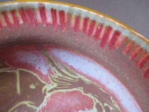 1980s Miniature Bowl British Art Pottery Aldermaston Lustre Fishes