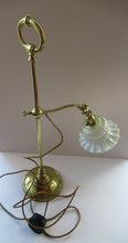 Load image into Gallery viewer, Brass Antique Edwardian Desk or Table Lamp with Vaseline Shade. GEC Pump Lamp
