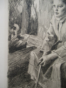 Original Etching & Drypoint  by Anders Zorn; 1912. Pencil Signed Entitled Valkulla
