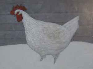 James Fairgrieve 1980s Study of a White Rooster in the Snow