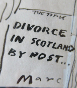 Original 1970s Pen and Ink Study for a Published Cartoon by MARC BOXER. The Divorce Act Scotland