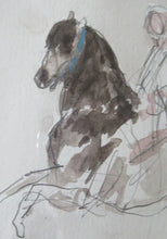 Load image into Gallery viewer, Antoine de la Boulaye Vintage Drawing of a Man on a Horse. Signed in Pencil. Contemporary French Art
