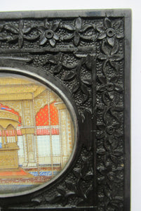 19th Century Anglo Indian Delhi Miniature Carved Ebony Frame