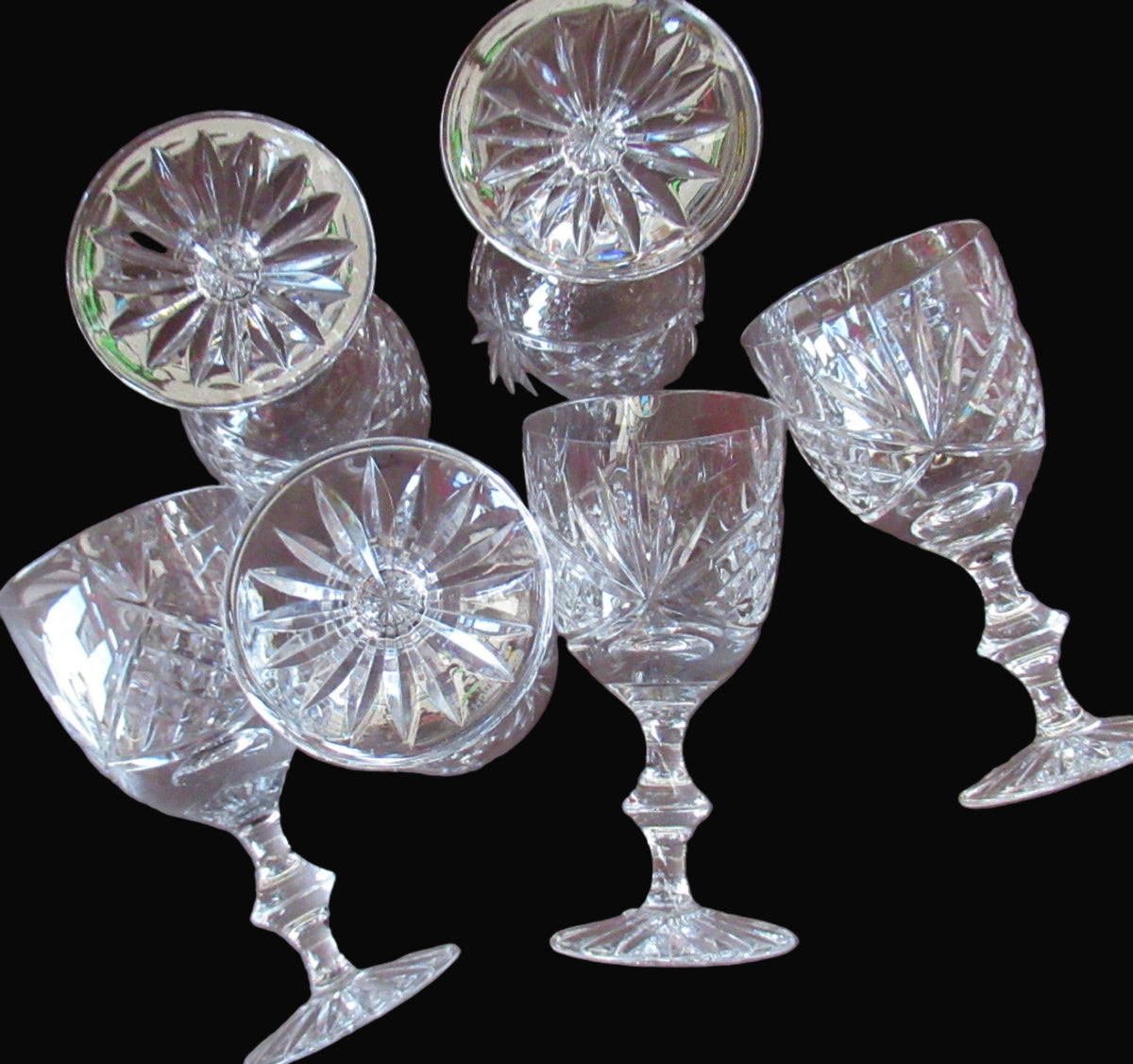 Set of Six EDINBURGH CRYSTAL Small Wine Glasses. Etched mark to