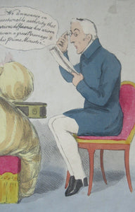 1829 Georgian Satirical Print John Doyle Reading the Times. King George IV and Duke of Wellington