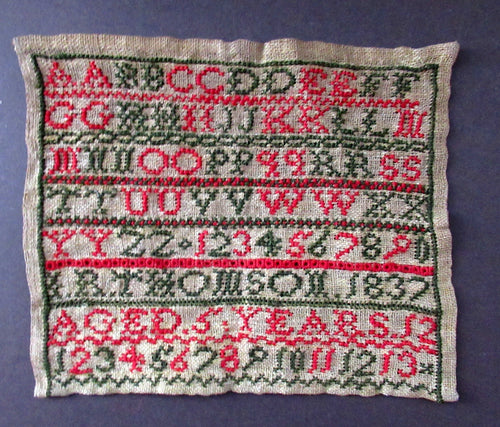 1837 Scottish Embroidery Sampler Early Victorian Textile IR. Thomson