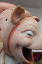 Load image into Gallery viewer, Antique Porcelain SMOKING Ashtray and Match Holder by Schafer &amp; Vater. WINKING PIG
