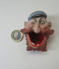 Load image into Gallery viewer, Antique Scahfer Vater Miniature Ash Tray Grinning Man or Sailor
