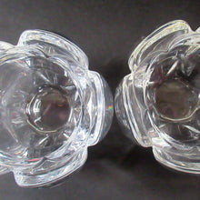 Load image into Gallery viewer, 1990s PAIR of Heavy Clear Glass Royal Copenhagen Lotus Candle Holders. Large Size