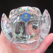 Load image into Gallery viewer, 1990s PAIR of Heavy Clear Glass Royal Copenhagen Lotus Candle Holders. Large Size