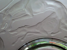 Load image into Gallery viewer, Vintage 1930s GERMAN Art Glass Bowl by Hans Jager. Pale Grey Glass with a Frosted Base Decorated with Greyhounds
