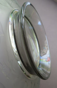 Vintage 1930s GERMAN Art Glass Bowl by Hans Jager. Pale Grey Glass with a Frosted Base Decorated with Greyhounds