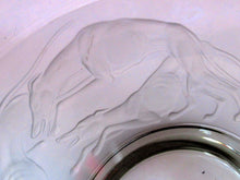 Load image into Gallery viewer, Vintage 1930s GERMAN Art Glass Bowl by Hans Jager. Pale Grey Glass with a Frosted Base Decorated with Greyhounds
