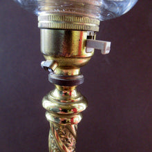 Load image into Gallery viewer, 1920s Antique Vintage Desk or Brass Table Lamp with Clear Glass Shade