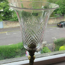 Load image into Gallery viewer, 1920s Antique Vintage Desk or Brass Table Lamp with Clear Glass Shade