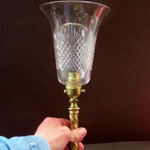Load image into Gallery viewer, 1920s Antique Vintage Desk or Brass Table Lamp with Clear Glass Shade