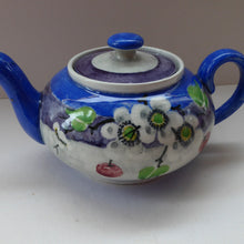 Load image into Gallery viewer, Rare MakMerry Hand-Painted Teapot with White Prunus Blossoms and Blue Background. Excellent Condition