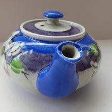 Load image into Gallery viewer, Rare MakMerry Hand-Painted Teapot with White Prunus Blossoms and Blue Background. Excellent Condition