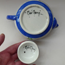 Load image into Gallery viewer, Rare MakMerry Hand-Painted Teapot with White Prunus Blossoms and Blue Background. Excellent Condition