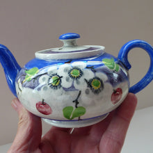 Load image into Gallery viewer, Rare MakMerry Hand-Painted Teapot with White Prunus Blossoms and Blue Background. Excellent Condition