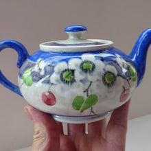 Load image into Gallery viewer, Rare MakMerry Hand-Painted Teapot with White Prunus Blossoms and Blue Background. Excellent Condition