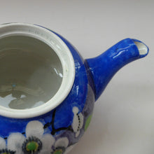 Load image into Gallery viewer, Rare MakMerry Hand-Painted Teapot with White Prunus Blossoms and Blue Background. Excellent Condition