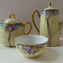 Load image into Gallery viewer, Scottish Lady Decorator / Painter. 1920s Art Nouveau Decorated Coffee or Teaset on P.A.L.T Czechoslovakian China Blanks