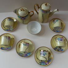 Load image into Gallery viewer, Scottish Lady Decorator / Painter. 1920s Art Nouveau Decorated Coffee or Teaset on P.A.L.T Czechoslovakian China Blanks
