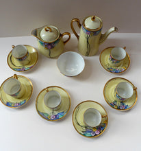 Load image into Gallery viewer, Scottish Lady Decorator / Painter. 1920s Art Nouveau Decorated Coffee or Teaset on P.A.L.T Czechoslovakian China Blanks