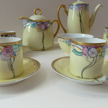 Load image into Gallery viewer, Scottish Lady Decorator / Painter. 1920s Art Nouveau Decorated Coffee or Teaset on P.A.L.T Czechoslovakian China Blanks