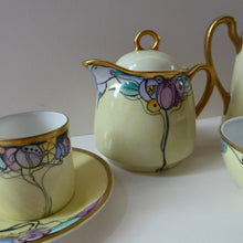 Load image into Gallery viewer, Scottish Lady Decorator / Painter. 1920s Art Nouveau Decorated Coffee or Teaset on P.A.L.T Czechoslovakian China Blanks
