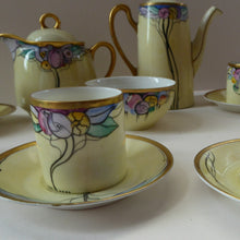 Load image into Gallery viewer, Scottish Lady Decorator / Painter. 1920s Art Nouveau Decorated Coffee or Teaset on P.A.L.T Czechoslovakian China Blanks
