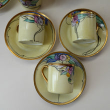 Load image into Gallery viewer, Scottish Lady Decorator / Painter. 1920s Art Nouveau Decorated Coffee or Teaset on P.A.L.T Czechoslovakian China Blanks