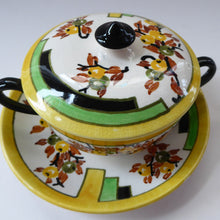 Load image into Gallery viewer,  1930s BOUGH Pottery. Rare Twin Handled Dish & Cover - with Matching Stand. Richard Amour; Dated 1939