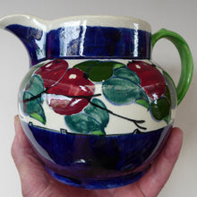 Load image into Gallery viewer, Large Bough Pottery Jug. Hand Painted Rosy Red Apples by Richard Amour; 1920s