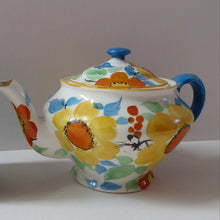 Load image into Gallery viewer,  1930s Art Deco Scotch Ivory Floral Miniature Teapot. BRITANNIA Pottery, Glasgow. Hand Painted