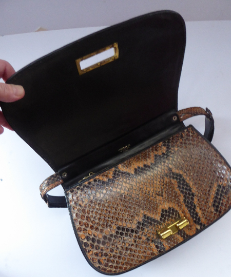 Snakeskin Embossed Leather Crossbody Bag